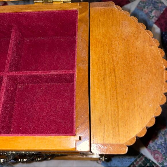 Mele & Co Vintage Wooden Jewelry Box w mirror, velvet lined drawers & side doors - Picture 8 of 15